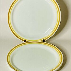 Corelle White Plates with Yellow Stripes Almond Pattern 10 1/2” Dinner Plates